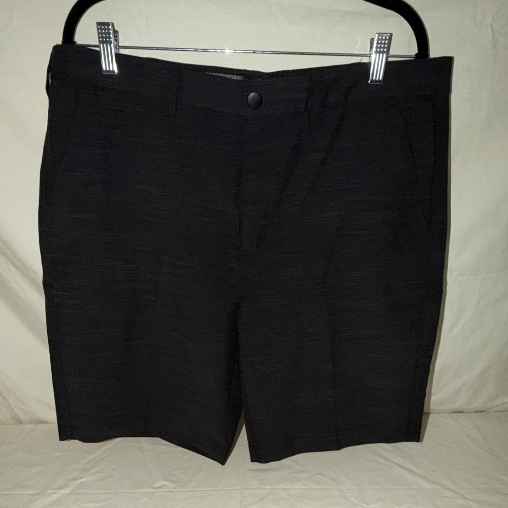 Apt. 9 Men's Black Premier Flex Chino Shorts 38 Flat Front Stretch Pockets Zip